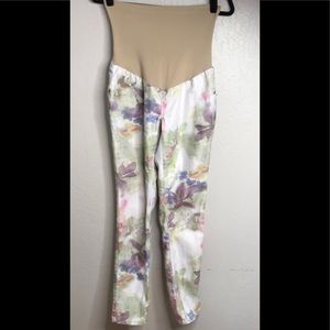 Fade to Blue Maternity Jeans water color floral M